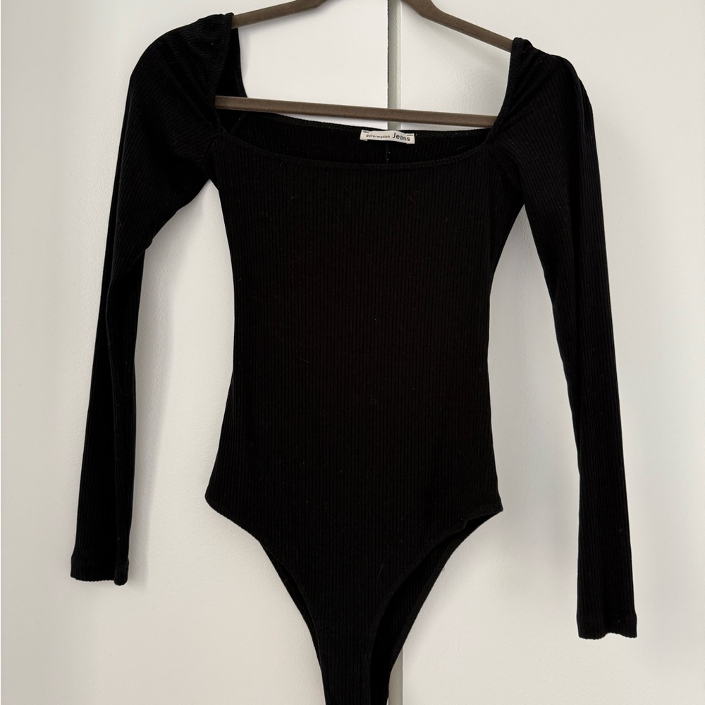 Reformation Squareneck Ribbed Bodysuit XS